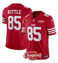 Men's San Francisco 49ers #85 George Kittle Red 2023 F.U.S.E. With 4-star C And NFC West Champions Football Stitched Jersey