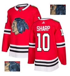 Men's Adidas Chicago Blackhawks #10 Patrick Sharp Authentic Red Fashion Gold NHL Jersey