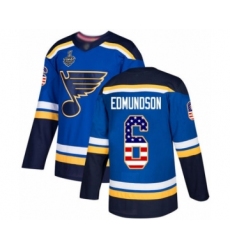 Youth St. Louis Blues #6 Joel Edmundson Authentic Blue USA Flag Fashion 2019 Stanley Cup Final Bound Hockey Jersey