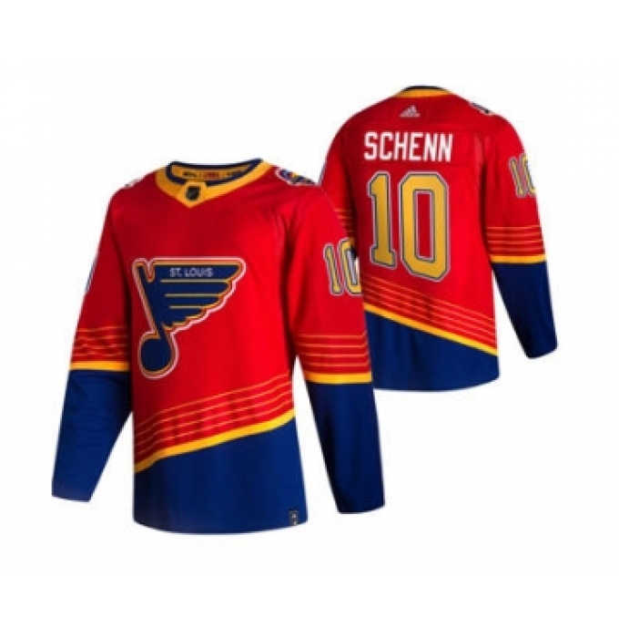 Men's St. Louis Blues #10 Brayden Schenn Red 2020-21 Reverse Retro Alternate Hockey Jersey