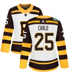 Women's Adidas Boston Bruins #25 Brandon Carlo Authentic White 2019 Winter Classic NHL Jersey
