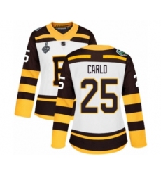 Women's Boston Bruins #25 Brandon Carlo Authentic White Winter Classic 2019 Stanley Cup Final Bound Hockey Jersey