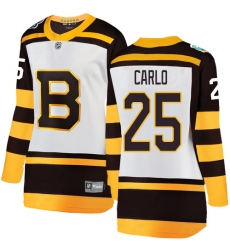 Women's Boston Bruins #25 Brandon Carlo White 2019 Winter Classic Fanatics Branded Breakaway NHL Jersey