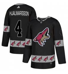 Men's Adidas Arizona Coyotes #4 Niklas Hjalmarsson Authentic Black Team Logo Fashion NHL Jersey