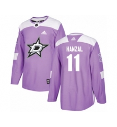 Men's Adidas Dallas Stars #11 Martin Hanzal Authentic Purple Fights Cancer Practice NHL Jersey