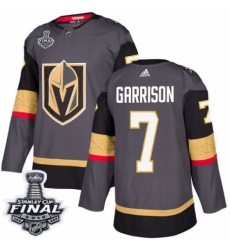 Men's Adidas Vegas Golden Knights #7 Jason Garrison Premier Gray Home 2018 Stanley Cup Final NHL Jersey
