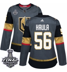 Women's Adidas Vegas Golden Knights #56 Erik Haula Authentic Gray Home 2018 Stanley Cup Final NHL Jersey