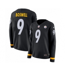 Women's Nike Pittsburgh Steelers #9 Chris Boswell Limited Black Therma Long Sleeve NFL Jersey
