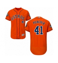 Men's Houston Astros #41 Brad Peacock Orange Alternate Flex Base Authentic Collection 2019 World Series Bound Baseball Jersey
