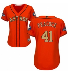 Women's Majestic Houston Astros #41 Brad Peacock Authentic Orange Alternate 2018 Gold Program Cool Base MLB Jersey