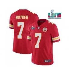 Men’s Kansas City Chiefs #7 Harrison Butker Red Super Bowl LVII Patch Vapor Untouchable Limited Stitched Jersey
