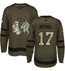 Men's Adidas Chicago Blackhawks #17 Lance Bouma Authentic Green Salute to Service NHL Jersey