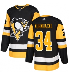 Men's Adidas Pittsburgh Penguins #34 Tom Kuhnhackl Authentic Black Home NHL Jersey