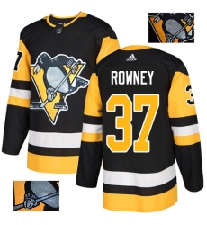 Men's Adidas Pittsburgh Penguins #37 Carter Rowney Authentic Black Fashion Gold NHL Jersey