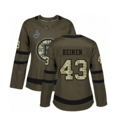 Women's Boston Bruins #43 Danton Heinen Authentic Green Salute to Service 2019 Stanley Cup Final Bound Hockey Jersey