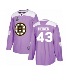 Youth Boston Bruins #43 Danton Heinen Authentic Purple Fights Cancer Practice 2019 Stanley Cup Final Bound Hockey Jersey