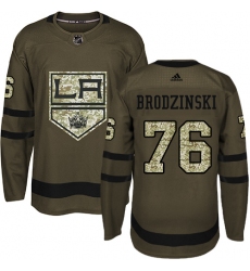 Men's Adidas Los Angeles Kings #76 Jonny Brodzinski Authentic Green Salute to Service NHL Jersey