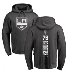 NHL Adidas Los Angeles Kings #76 Jonny Brodzinski Charcoal One Color Backer Pullover Hoodie