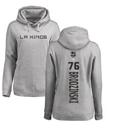NHL Women's Adidas Los Angeles Kings #76 Jonny Brodzinski Ash Backer Pullover Hoodie
