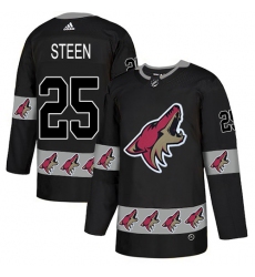 Men's Adidas Arizona Coyotes #25 Thomas Steen Authentic Black Team Logo Fashion NHL Jersey