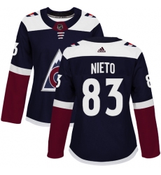 Women's Adidas Colorado Avalanche #83 Matt Nieto Authentic Navy Blue Alternate NHL Jersey