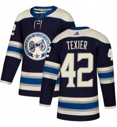 Men's Adidas Columbus Blue Jackets #42 Alexandre Texier Authentic Navy Blue Alternate NHL Jersey