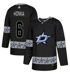 Men's Adidas Dallas Stars #6 Julius Honka Authentic Black Team Logo Fashion NHL Jersey