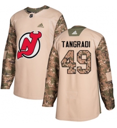 Men's Adidas New Jersey Devils #49 Eric Tangradi Authentic Camo Veterans Day Practice NHL Jersey