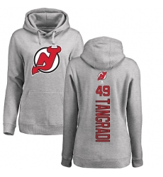 NHL Women's Adidas New Jersey Devils #49 Eric Tangradi Ash Backer Pullover Hoodie