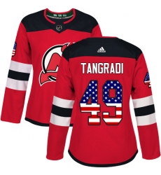 Women's Adidas New Jersey Devils #49 Eric Tangradi Authentic Red USA Flag Fashion NHL Jersey