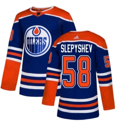 Men's Adidas Edmonton Oilers #58 Anton Slepyshev Premier Royal Blue Alternate NHL Jersey
