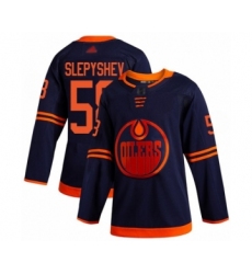 Men's Edmonton Oilers #58 Anton Slepyshev Authentic Navy Blue Alternate Hockey Jersey