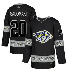 Men's Adidas Nashville Predators #20 Miikka Salomaki Authentic Black Team Logo Fashion NHL Jersey