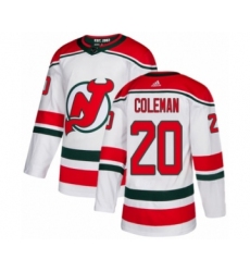 Men's Adidas New Jersey Devils #20 Blake Coleman Authentic White Alternate NHL Jersey