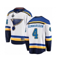 Men's St. Louis Blues #4 Carl Gunnarsson Fanatics Branded White Away Breakaway 2019 Stanley Cup Final Bound Hockey Jersey