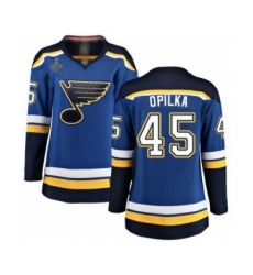 Women's St. Louis Blues #45 Luke Opilka Fanatics Branded Royal Blue Home Breakaway 2019 Stanley Cup Champions Hockey Jersey