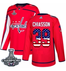 Men's Adidas Washington Capitals #39 Alex Chiasson Authentic Red USA Flag Fashion 2018 Stanley Cup Final Champions NHL Jersey
