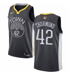 Men's Nike Golden State Warriors #42 Nate Thurmond Swingman Black Alternate 2018 NBA Finals Bound NBA Jersey - Statement Edition