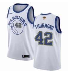 Youth Nike Golden State Warriors #42 Nate Thurmond Swingman White Hardwood Classics 2018 NBA Finals Bound NBA Jersey