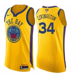 Youth Nike Golden State Warriors #34 Shaun Livingston Swingman Gold 2018 NBA Finals Bound NBA Jersey - City Edition