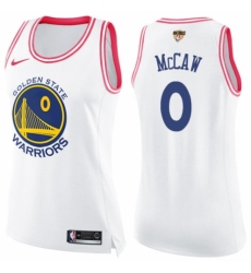 Women's Nike Golden State Warriors #0 Patrick McCaw Swingman White/Pink Fashion 2018 NBA Finals Bound NBA Jersey
