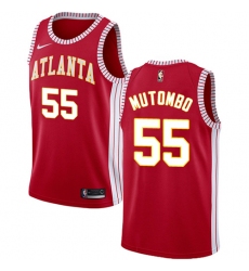 Women's Nike Atlanta Hawks #55 Dikembe Mutombo Swingman Red NBA Jersey Statement Edition