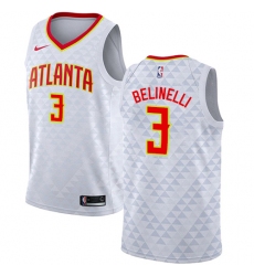 Men's Nike Atlanta Hawks #3 Marco Belinelli Authentic White NBA Jersey - Association Edition