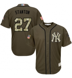 Men's Majestic New York Yankees #27 Giancarlo Stanton Replica Green Salute to Service MLB Jersey