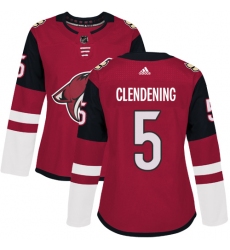 Women's Adidas Arizona Coyotes #5 Adam Clendening Premier Burgundy Red Home NHL Jersey
