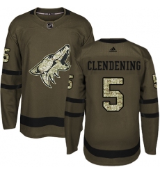 Youth Adidas Arizona Coyotes #5 Adam Clendening Authentic Green Salute to Service NHL Jersey