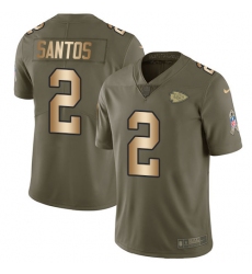 Men's Nike Kansas City Chiefs #2 Cairo Santos Limited Olive Gold 2017 Salute to Service NFL Jersey