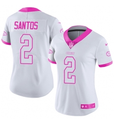 Women's Nike Kansas City Chiefs #2 Cairo Santos Limited White Pink Rush Fashion NFL Jersey