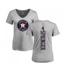MLB Women's Nike Houston Astros #4 George Springer Ash Backer T-Shirt