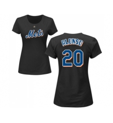 Baseball Women's New York Mets #20 Pete Alonso Black Name & Number T-Shirt